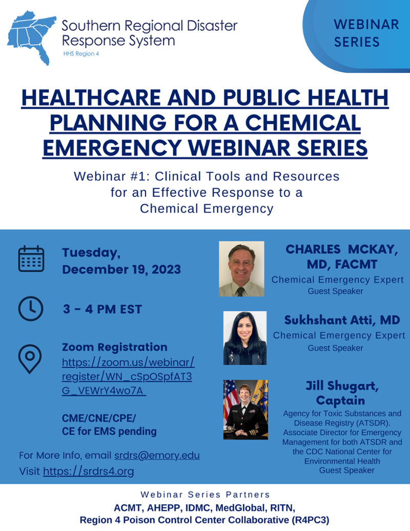 Healthcare and Public Health Planning for a Chemical Emergency webinar series